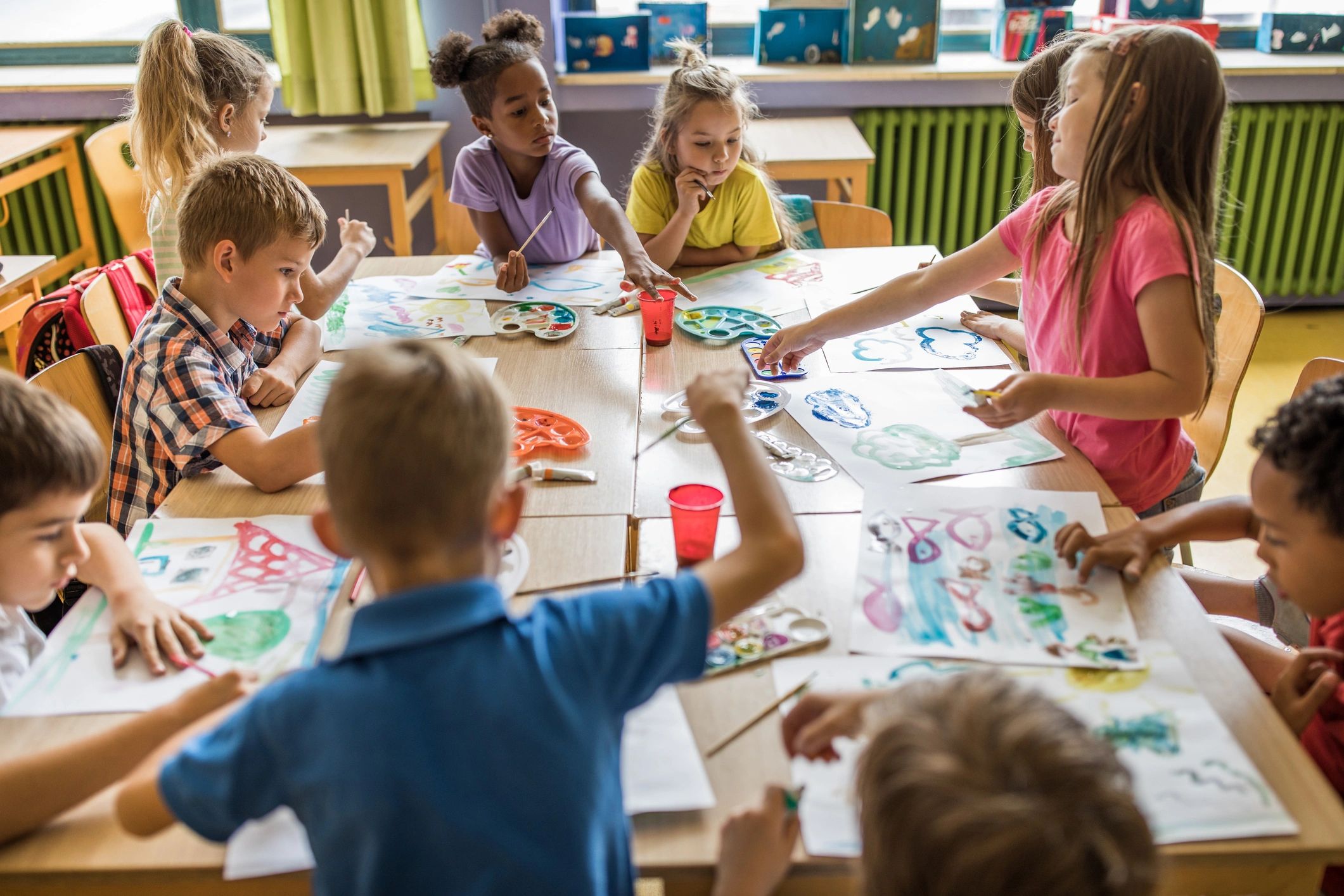 Group of students participating in an art class